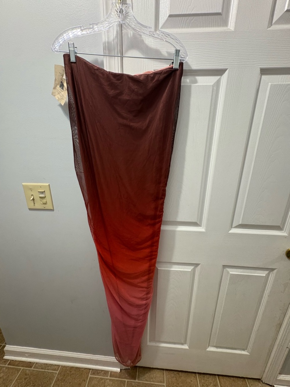BAOBAB Lena Maxi Dress Cranberry Ombre Mesh Draped Gown BBAB-WD235 NWT XL - Picture 4 of 6